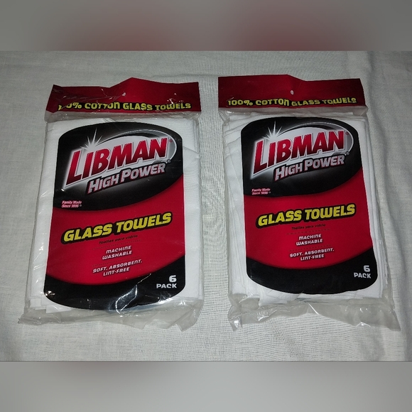 NIP 2 6 packs Libman 100% Cotton Glass High Power Towels - Picture 1 of 2